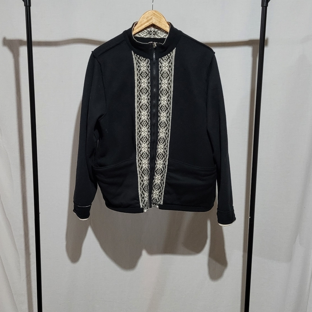 L.L. Bean Black Jacket with Patterned Trim - Picture 7 of 16